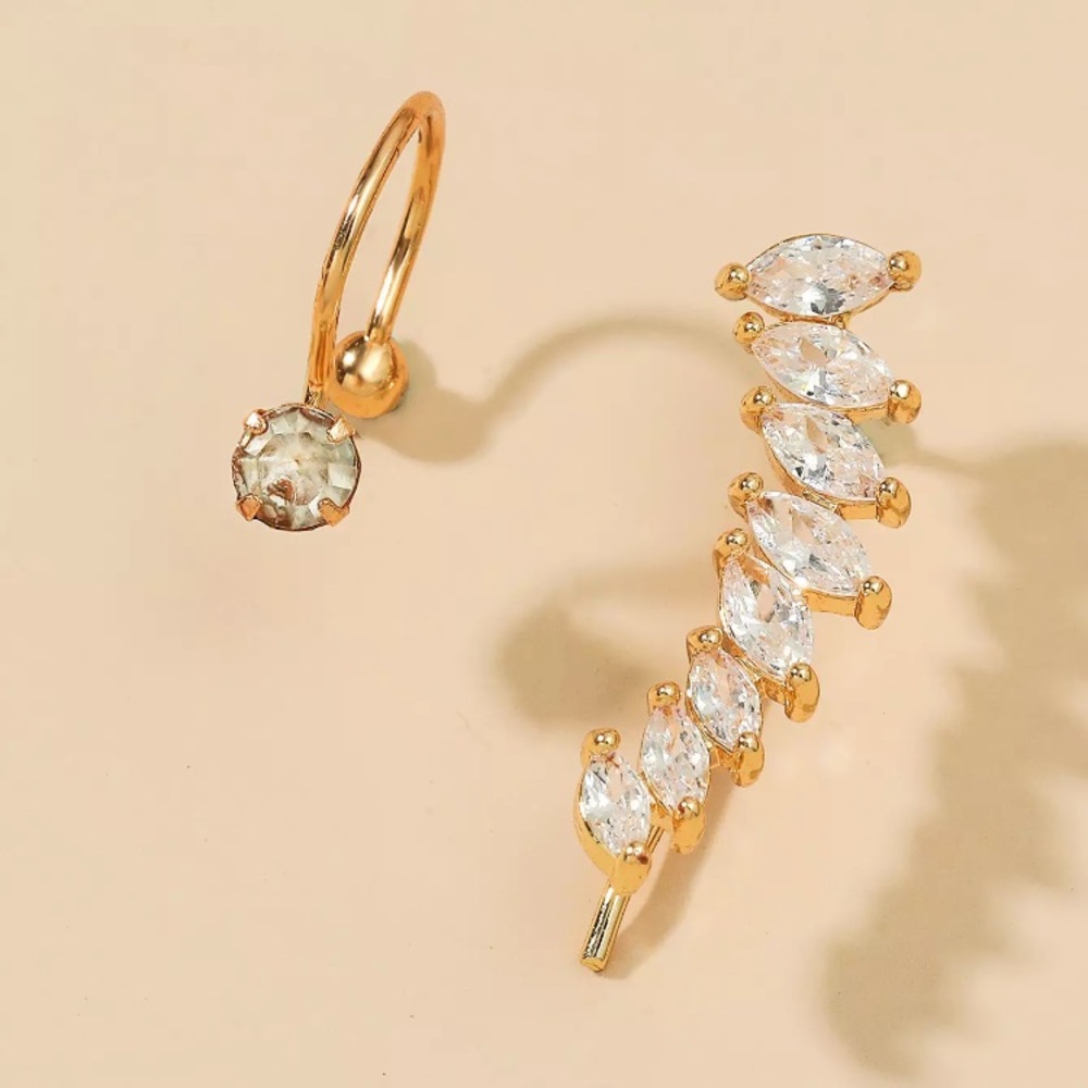 ⚜️[𝟯𝟬%𝗢𝗙𝗙|𝗯𝘂𝗻𝗱𝗹𝗲𝘀 𝟯+]⚜️18K CZ Climber Cuff Earrings NEW - Picture 3 of 6